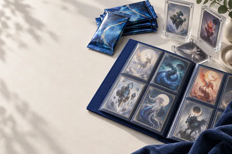 Arte conceitual original de uma loja de cartas, não uma captura do jogo
